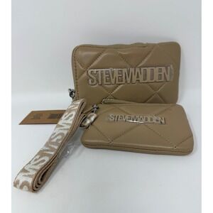 Steve‎ Madden Broxxy Sand Quilted Card Holder Pouch Set